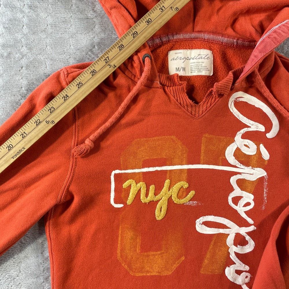 Aeropostale Hoodie Boys Medium Orange Pullover NYC Casual Preppy School - Picture 6 of 9